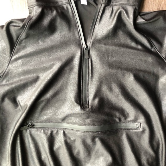 Faux Leather Hoodie Women’s Small Black Edgy Punk Futuristic Gamer Goth - Picture 2 of 9